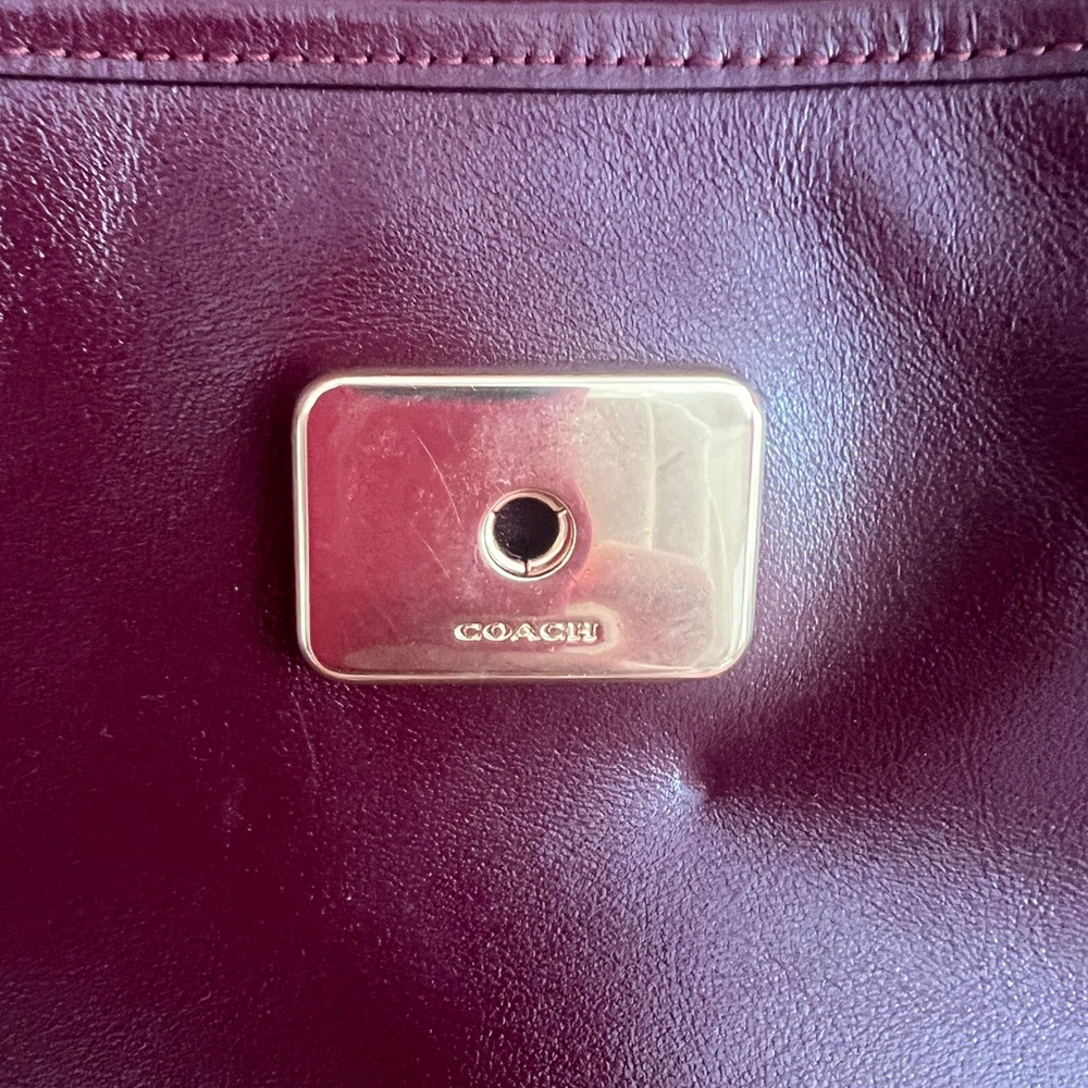 Coach Dark Red Shoulder Bag with Gold Accents - Picture 10 of 13